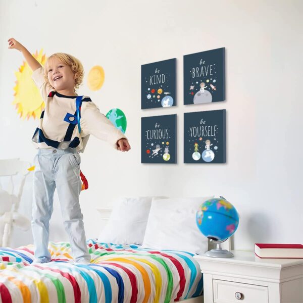 “Be Kind” Abstract Universe Wall Art – Set of 4 Framed 8x10” Inspirational Space Prints for Kids Room, Boys Bedroom, Nursery, or Playroom - Image 6