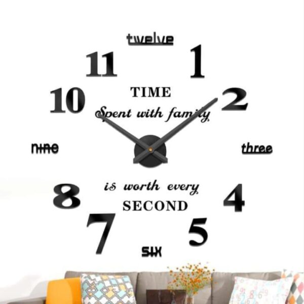 Modern 3D DIY Large Wall Clock with Mirror Number Stickers – Frameless Acrylic Wall Decor for Living Room, Office, or Gift